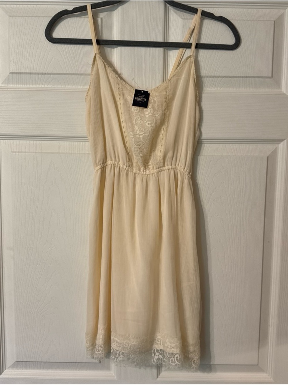 Hollister Ivory Lace-Trim Slip Dress